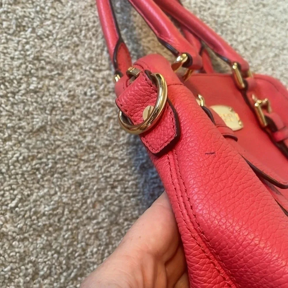 Michael Kors Bedford bowling satchel salmon pink purse - Picture 9 of 15